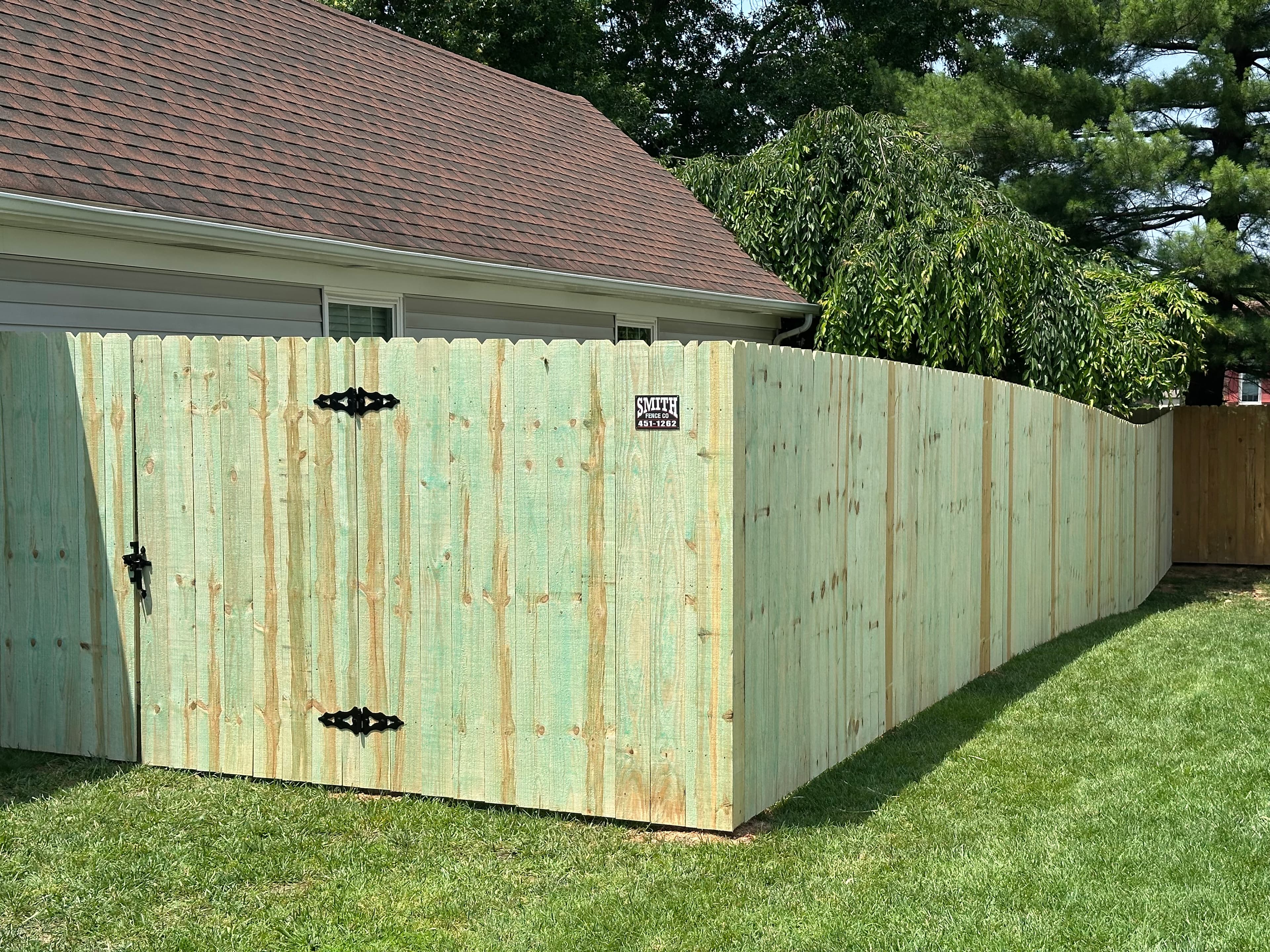 Custom pine privacy fence entry gate installation Louisville KY
